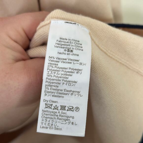 J. CREW Tipped Sweater Blazer Cream Navy Blue Sz 3X {3N40} - Picture 6 of 7